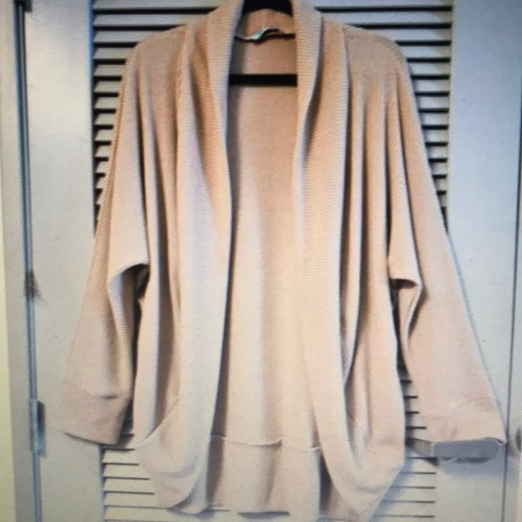 She and Sky Sweaters - Taupe ribbed long sleeve open cardigan